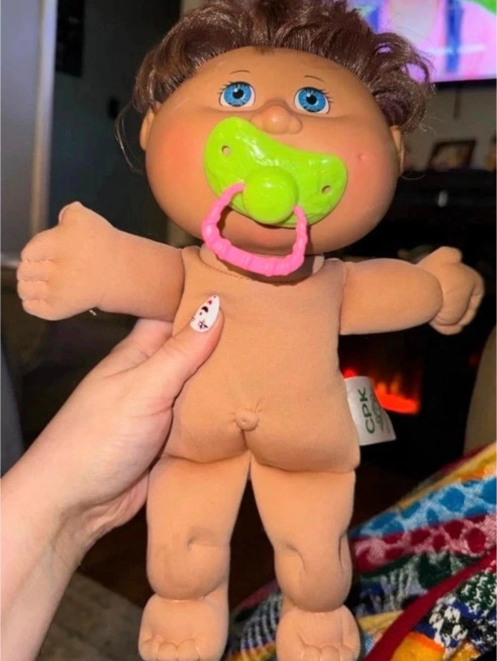 CPK Baby Doll with Pacifier in Brown & Green